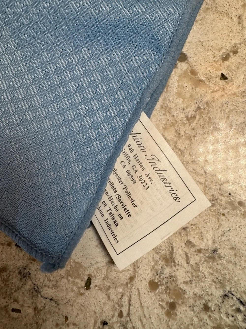 Set of two Vintage Fashion Industries Linen Napkins baby light blue